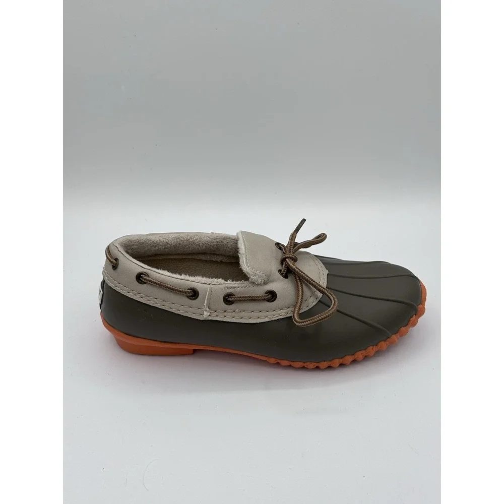 JBU Jambu Gwen Weather Ready Slip On Rubber Duck Shoes-Size 6.5-Gray/Orange/Fur